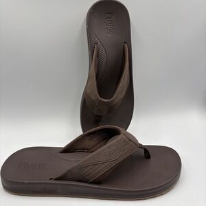 Flojos Mens Memory Foam Flip Flop Sandals Dark BROWN Size 9 M US